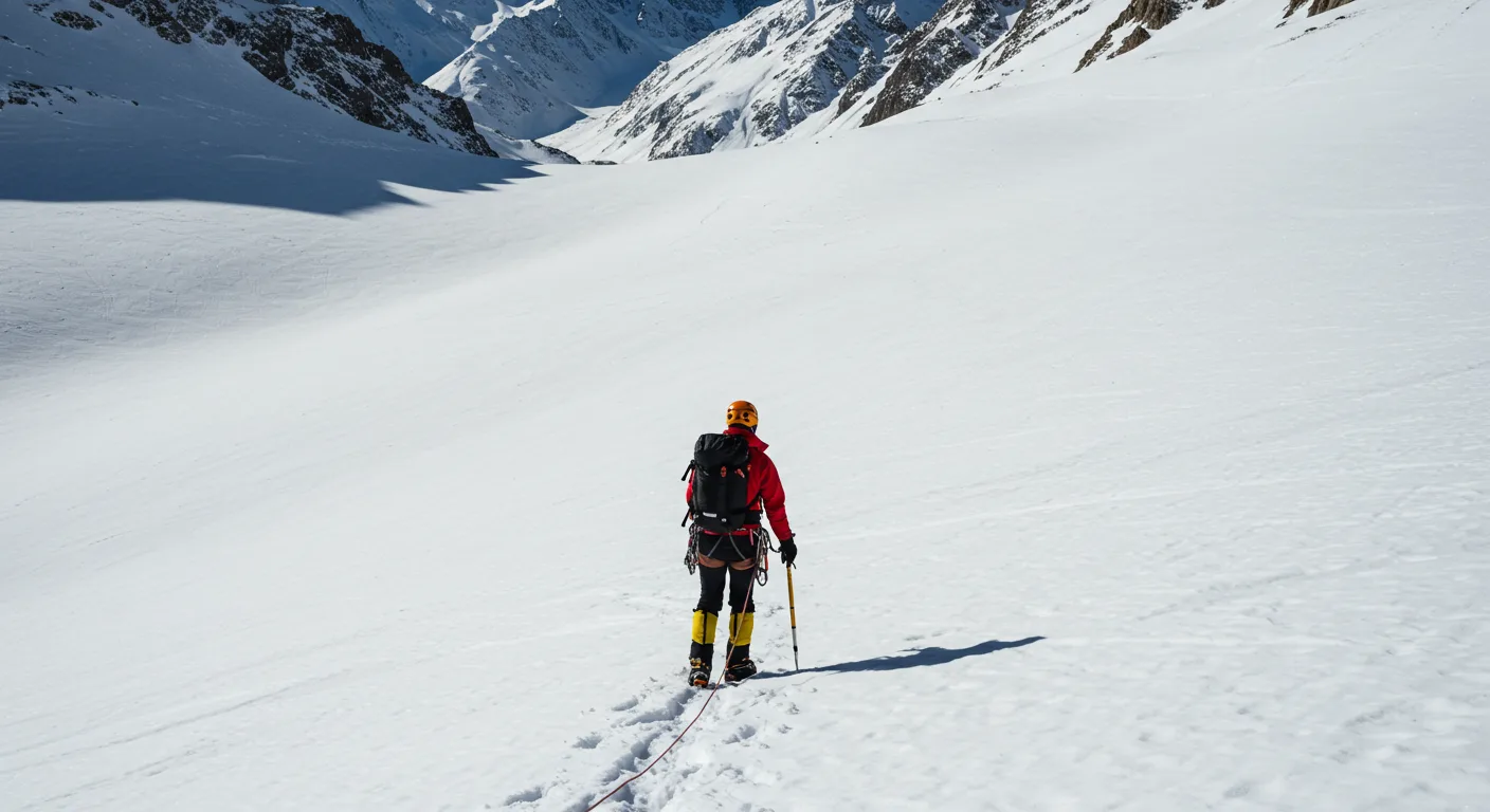 Alpinista con piccozza e ramponi sulla Gallinola, uscita CAI Campobasso