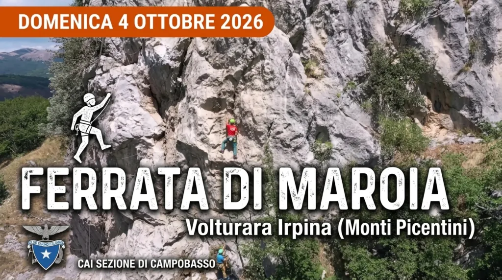 Parete rocciosa e via ferrata di Maroia a Volturara Irpina nel massiccio dei Monti Picentini