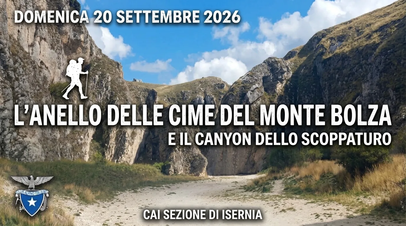 Cresta rocciosa panoramica del Monte Bolza e paesaggio delle gole del Canyon dello Scoppaturo nella piana di Campo Imperatore.