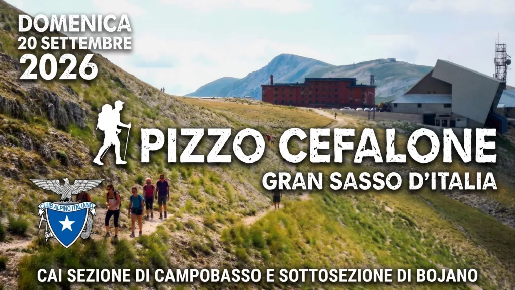 Imponente profilo roccioso di Pizzo Cefalone con le creste sommitali e i pascoli d'alta quota di Campo Imperatore nel massiccio del Gran Sasso d'Italia.