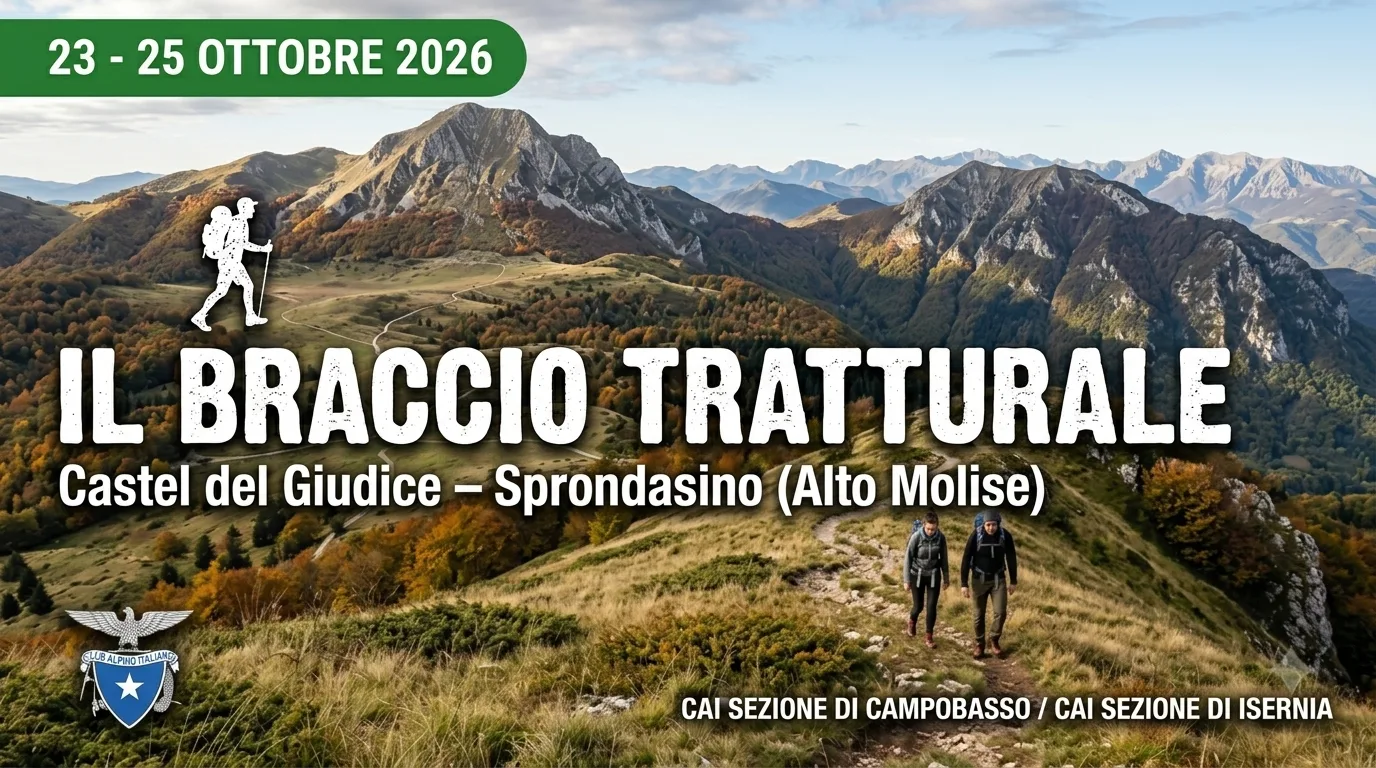 Locandina dell'escursione sul braccio tratturale Castel del Giudice – Sprondasino dal 23 al 25 ottobre 2026 in Alto Molise